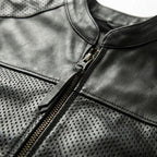 Men’s Perforated Biker Leather Vest | Breathable Motorcycle Riding Vest