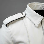 Men's Premium White Leather Short Sleeve Shirt | Genuine Leather Shirt