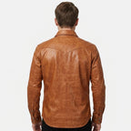 Men’s Pure Sheep Leather Brown Shirt – Soft Genuine Slim Fit