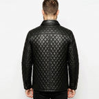 Men’s Quilted Leather Shirt – Stylish Genuine Leather Design