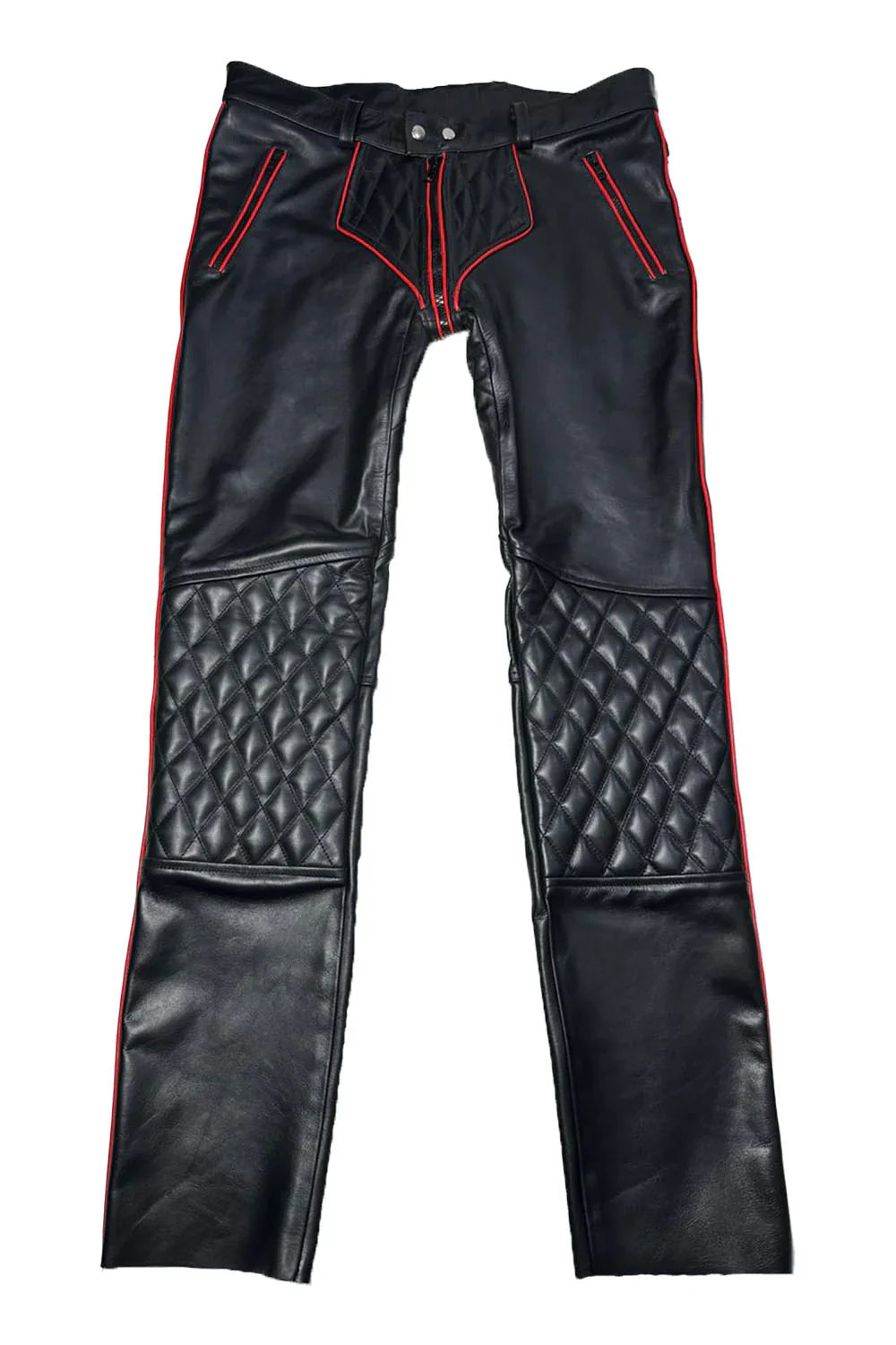 Men's Leather Pants G-Zip Padded