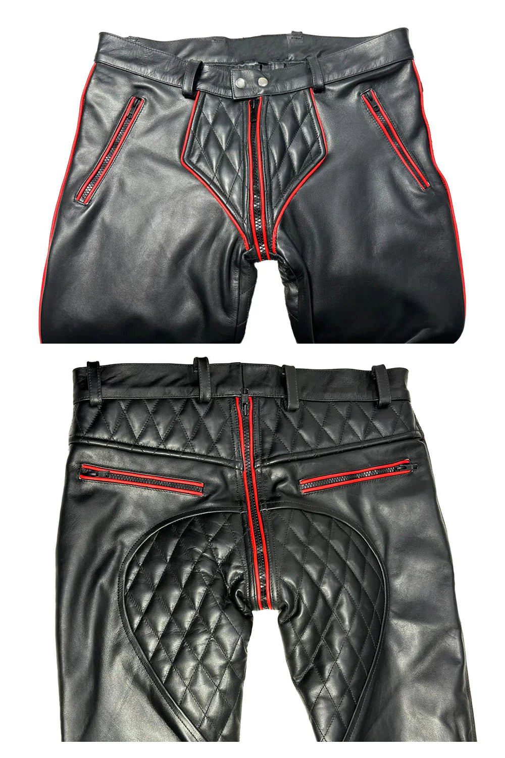Men's Leather Pants G-Zip Padded