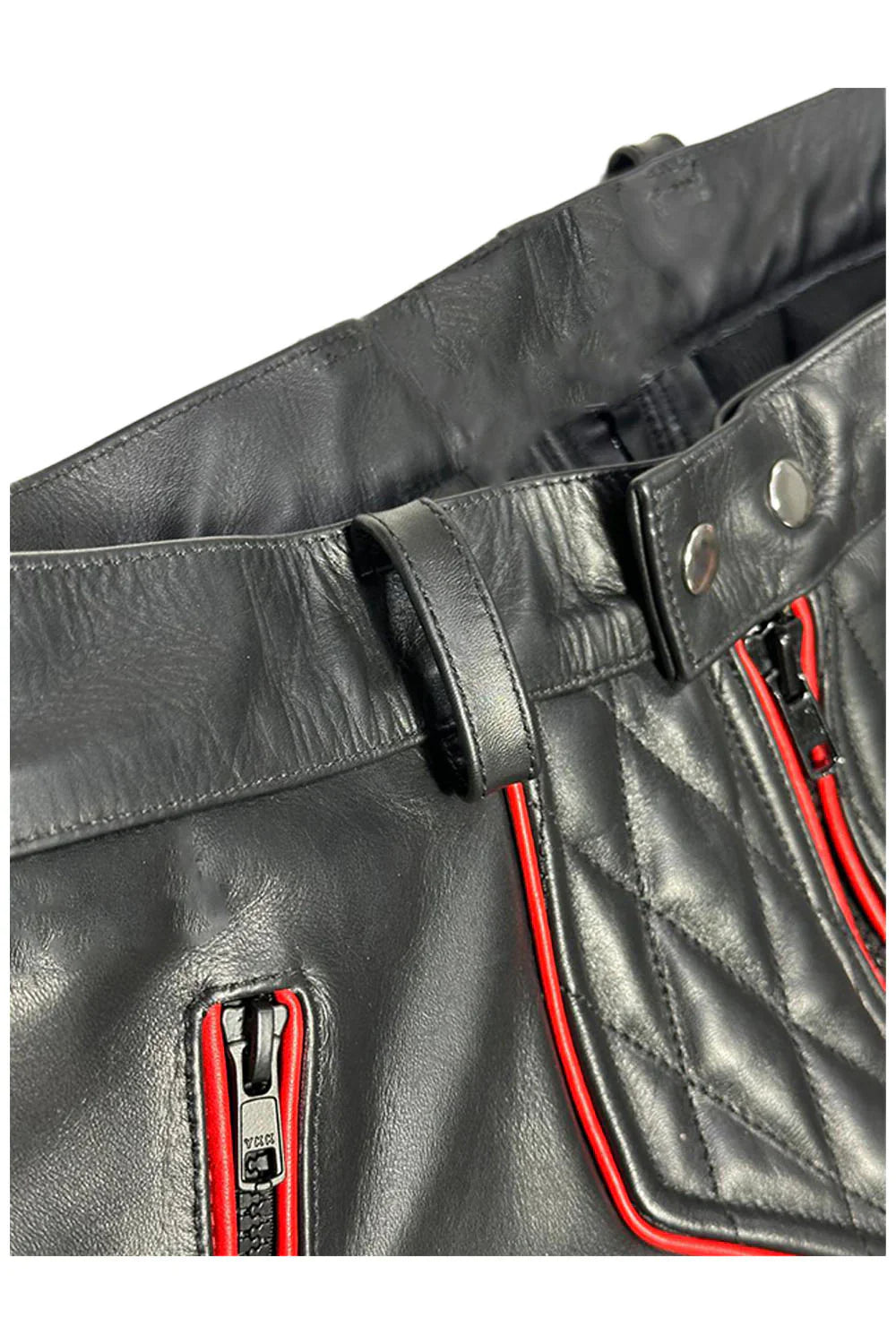 Men's Leather Pants G-Zip Padded