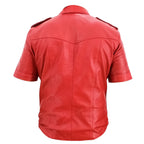 Red leather jacket on a white background