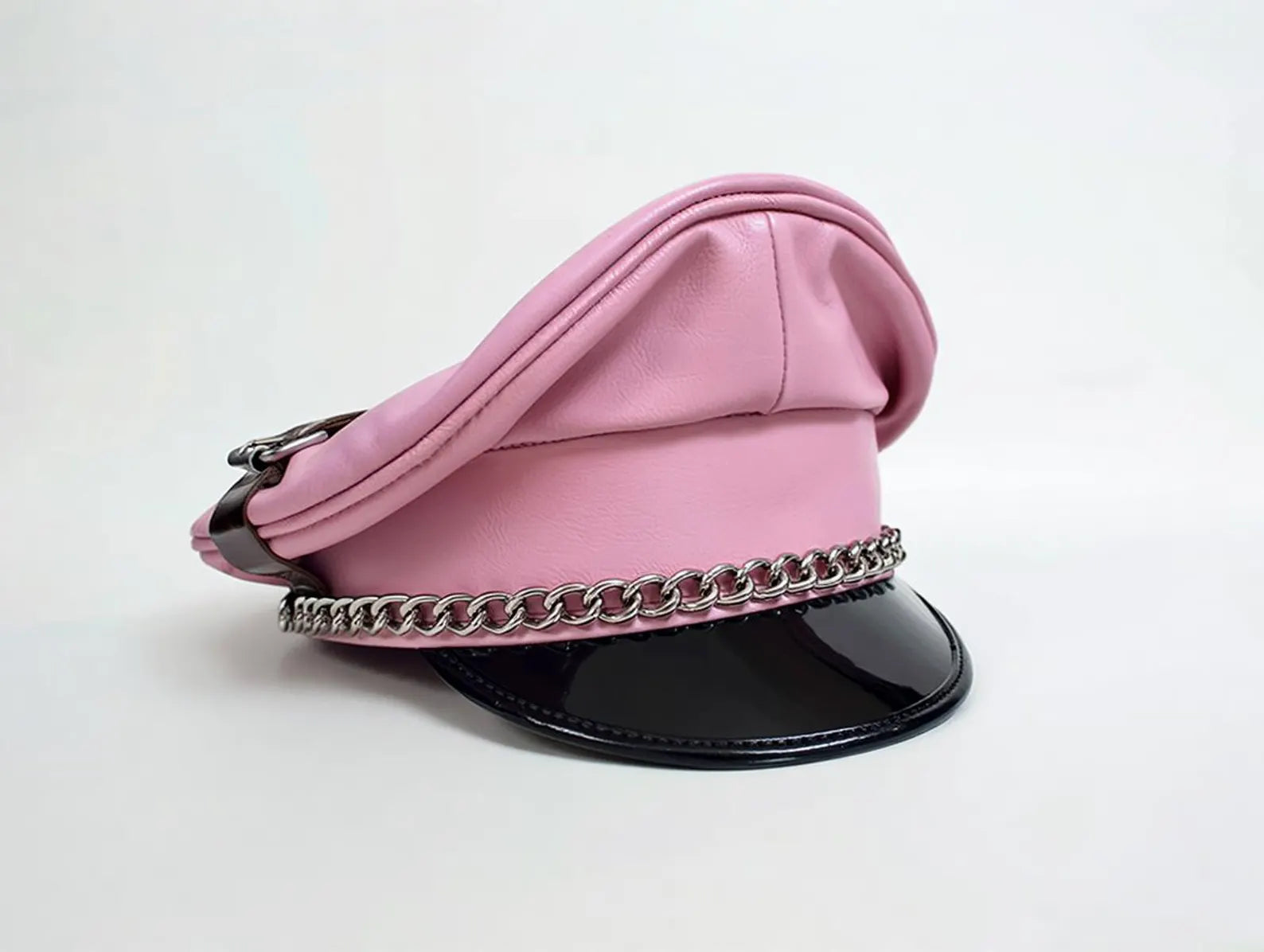 Pink Sheepskin Biker Cap