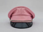 Pink Sheepskin Biker Cap