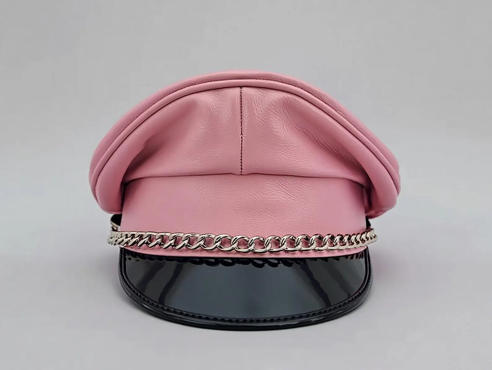Pink Sheepskin Biker Cap