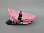Pink Sheepskin Biker Cap