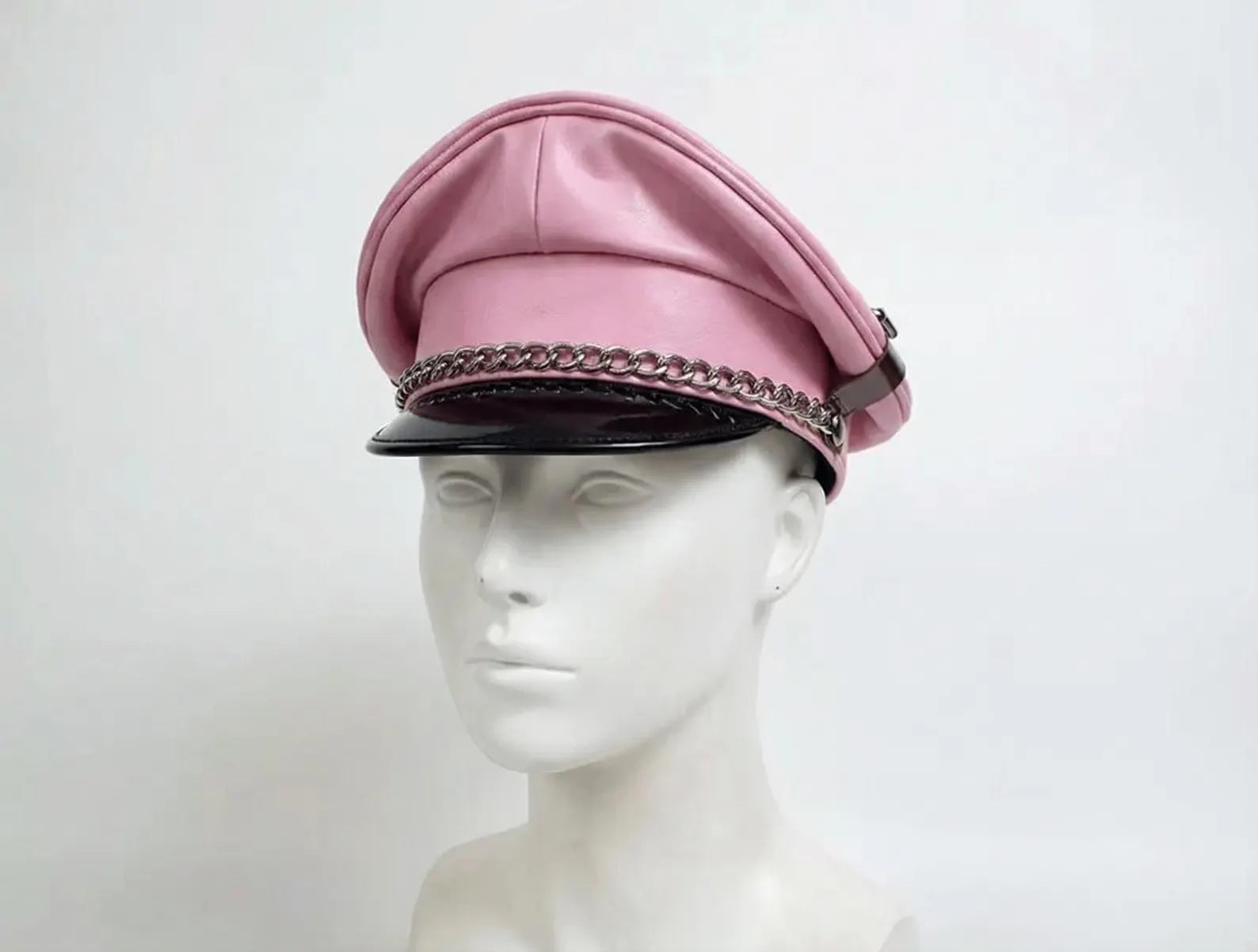 Pink Sheepskin Biker Cap