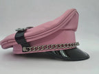 Pink Sheepskin Biker Cap