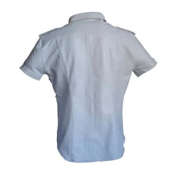 Light blue short-sleeve shirt on a white background