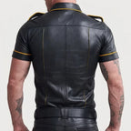 Police Style Leather Shirt for Men | Biker & Tactical Leather Shirt