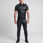 Police Style Leather Shirt for Men | Biker & Tactical Leather Shirt