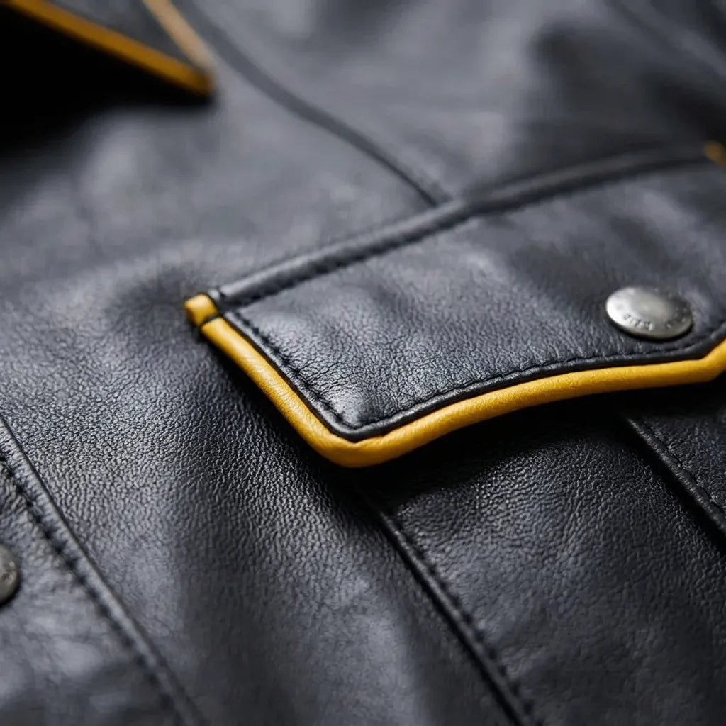 Police Style Leather Shirt for Men | Biker & Tactical Leather Shirt