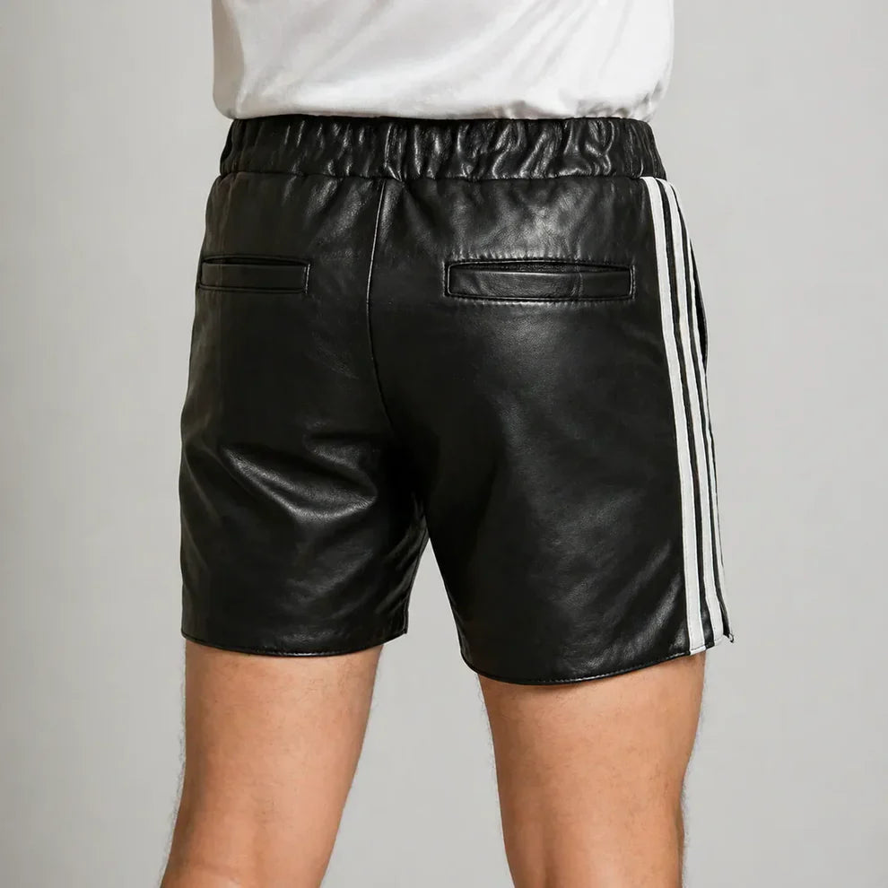 Premium Black Leather Shorts for Men | Sleek & Stylish Lambskin Shorts | Leathericmen