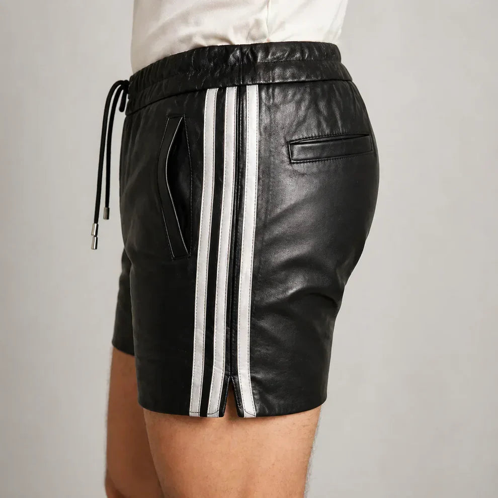 Premium Black Leather Shorts for Men | Sleek & Stylish Lambskin Shorts | Leathericmen