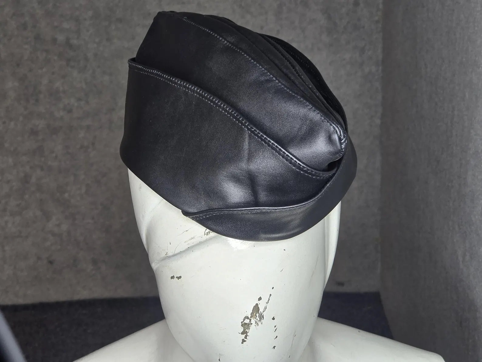 Retro Military Leather Garrison Cap