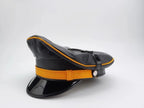 Sheepskin Leather Biker Cap with Orange Trim