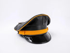 Sheepskin Leather Biker Cap with Orange Trim