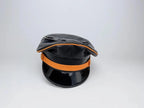 Sheepskin Leather Biker Cap with Orange Trim