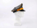 Sheepskin Leather Biker Cap with Orange Trim