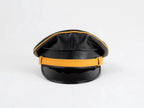 Sheepskin Leather Biker Cap with Orange Trim