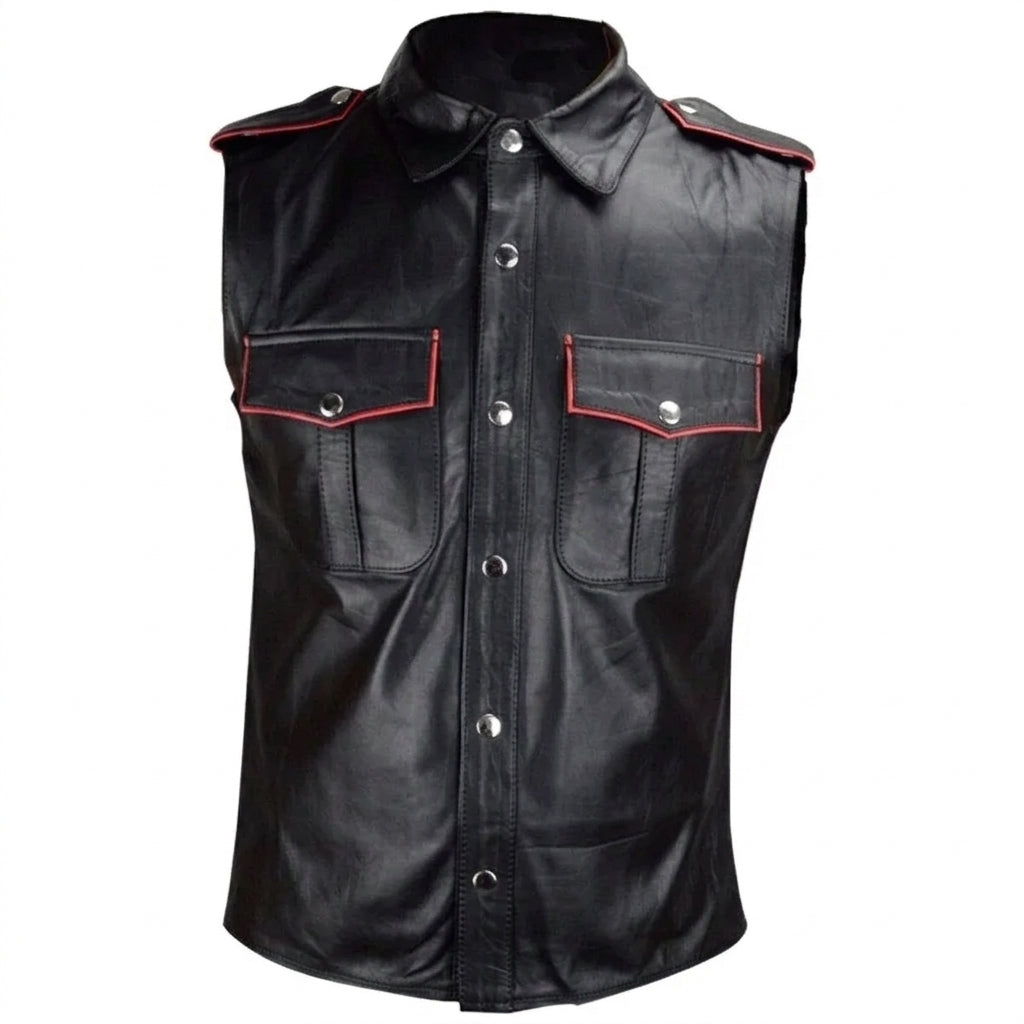 Sleeveless Leather Shirt for Men | Unique Design Genuine Leather