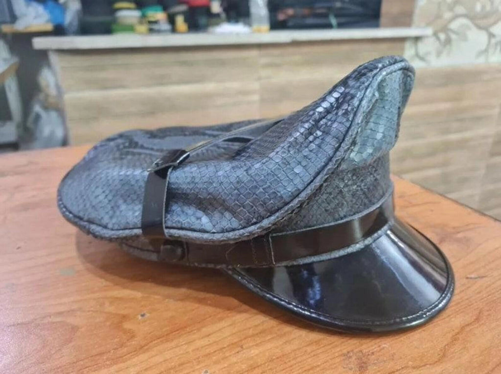 Soft Snakeskin Leather Biker Muir Cap