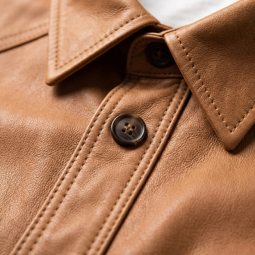 Tan Leather Shirt for Men | Genuine Leather Stylish Shirt