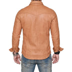 Tan Leather Shirt for Men | Genuine Leather Stylish Shirt