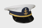 White Admiral Captain Hat – Nautical Yacht Skipper Costume Cap