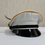 White Leather Peaked Cap