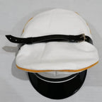 White Leather Peaked Cap
