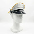 White Leather Peaked Cap