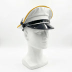 White Leather Peaked Cap
