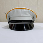 White Leather Peaked Cap