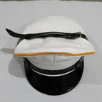 White Leather Peaked Cap