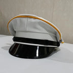White Leather Peaked Cap