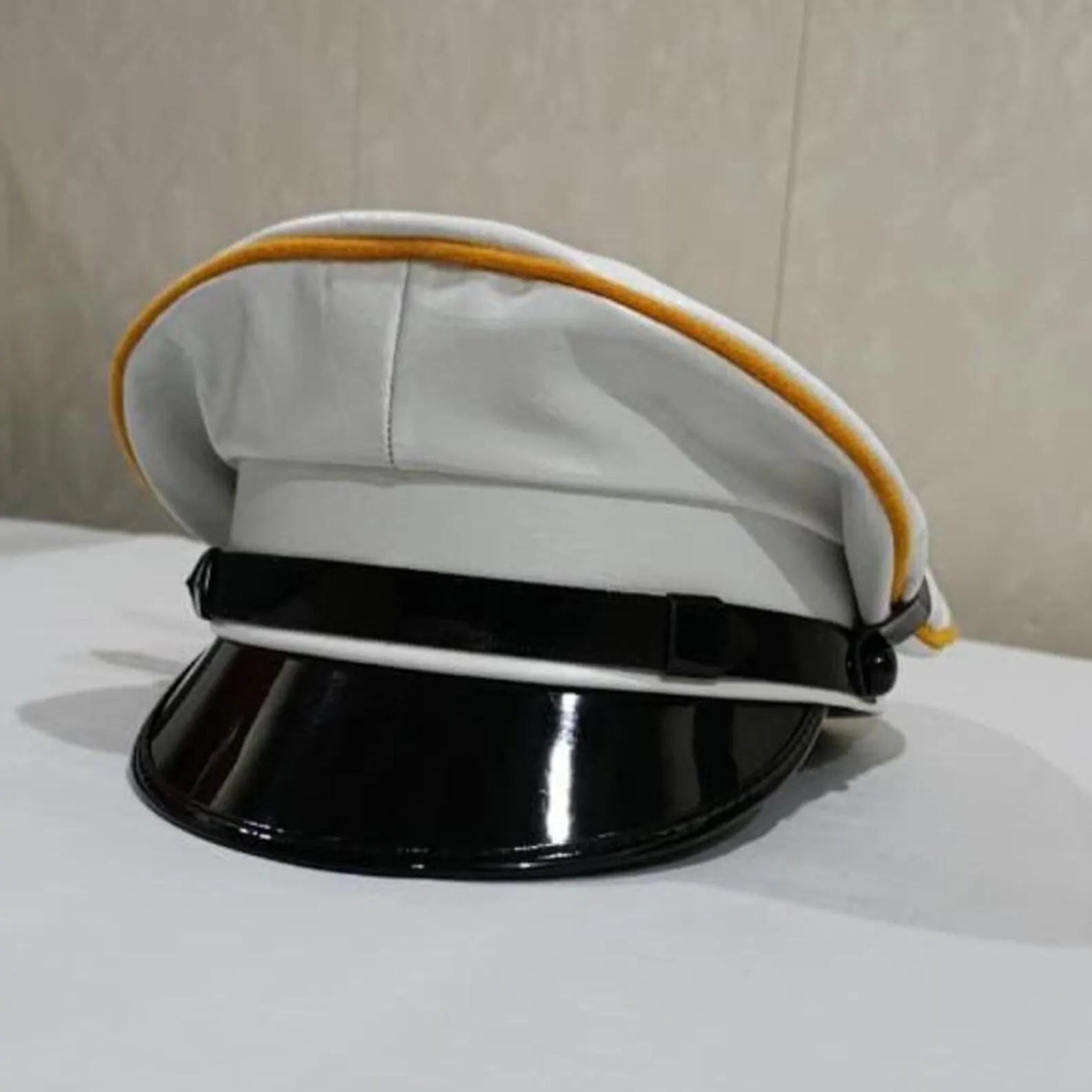 White Leather Peaked Cap