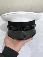 White Officer Kepi Cap – Military Style Peaked Uniform Hat