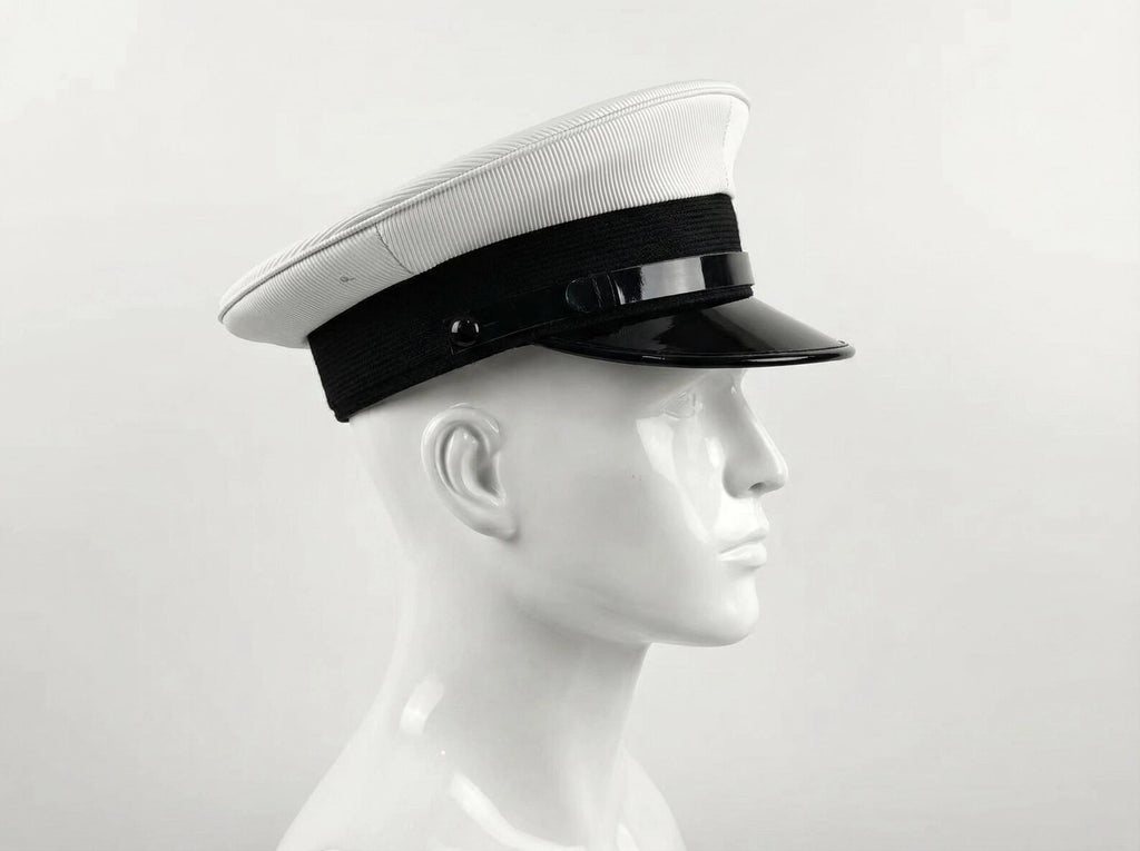 White Officer Kepi Cap – Military Style Peaked Uniform Hat