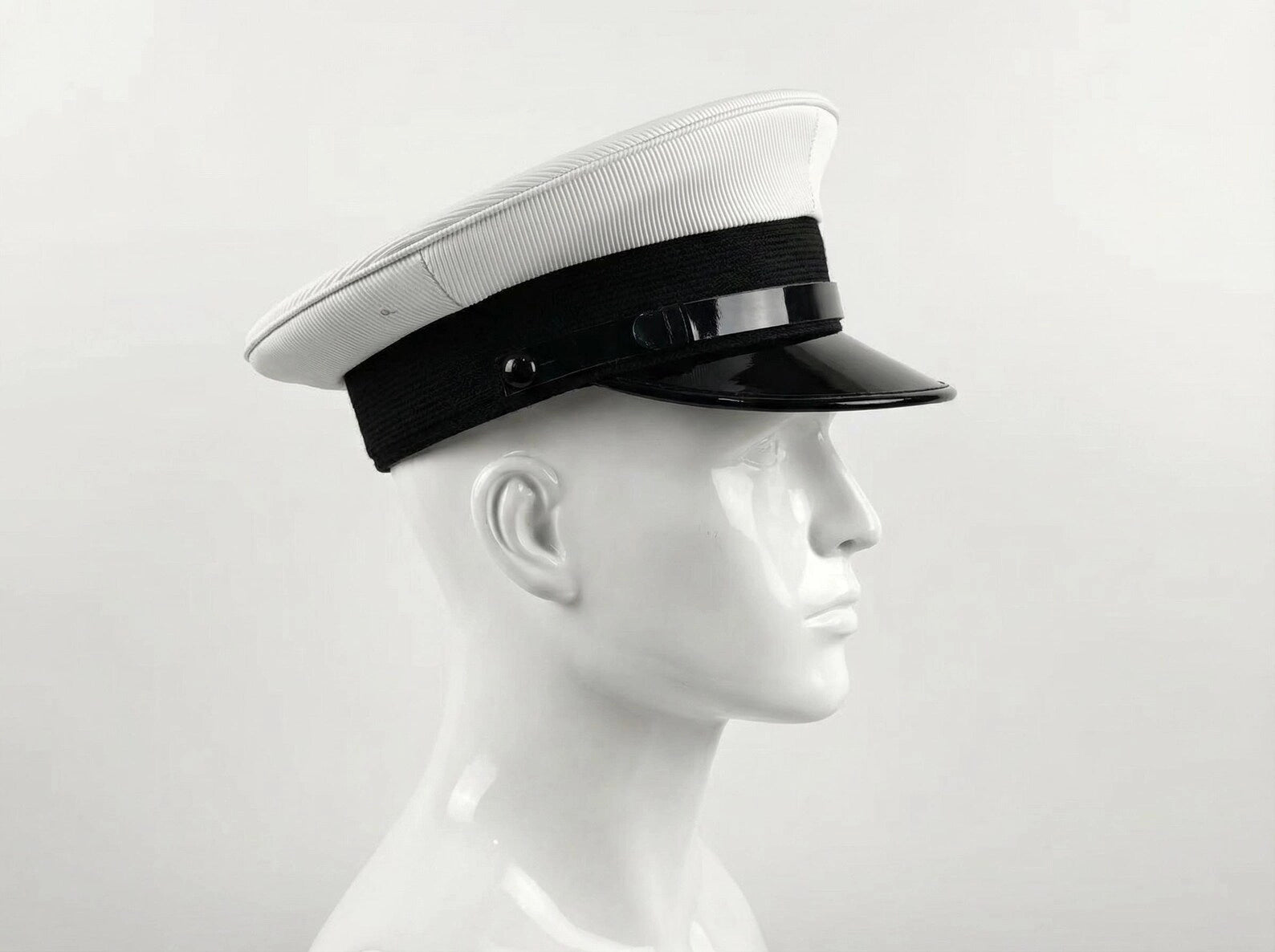 White Officer Kepi Cap – Military Style Peaked Uniform Hat