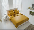 Yellow Leather Bed Sheet with Pillow Cover