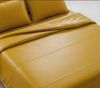 Yellow Leather Bed Sheet with Pillow Cover
