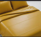 Yellow Leather Bed Sheet with Pillow Cover