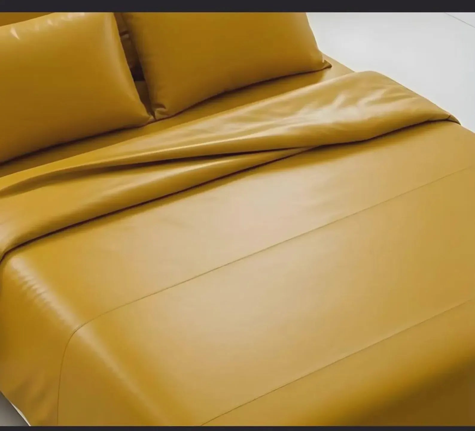 Yellow Leather Bed Sheet with Pillow Cover