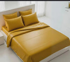 Yellow Leather Bed Sheet with Pillow Cover