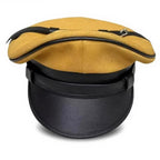 Yellow Sheepskin Leather Biker Cap