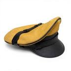 Yellow Sheepskin Leather Biker Cap