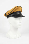Yellow Sheepskin Leather Biker Cap